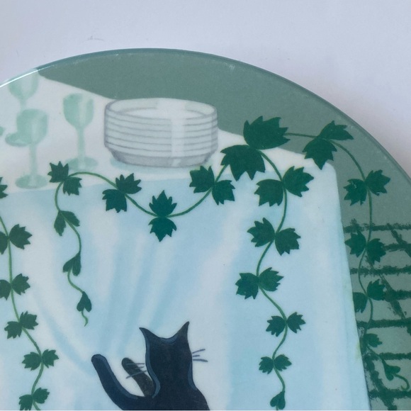 MEBEL Black Cat Trivet Made In Italy Melamine 7.75” EUC Flowers Plants Tray Dish - Picture 7 of 15